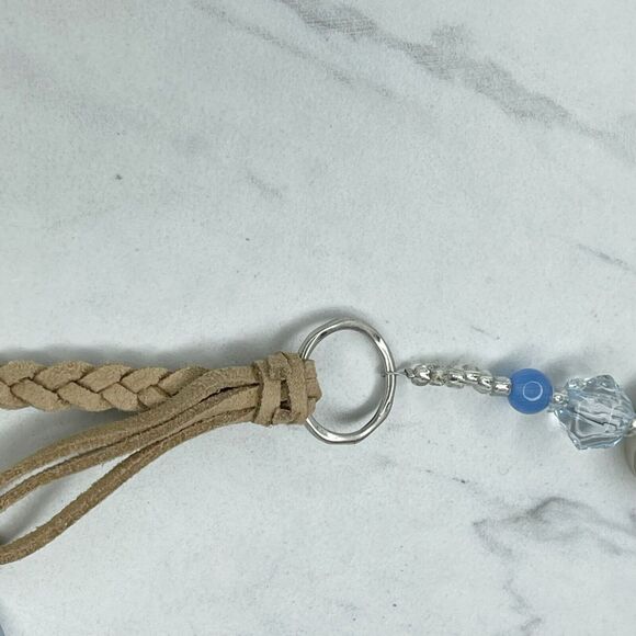 Chicos Silver Tone Blue Beaded Faux Suede Braided Long Necklace ✨ - Picture 6 of 12